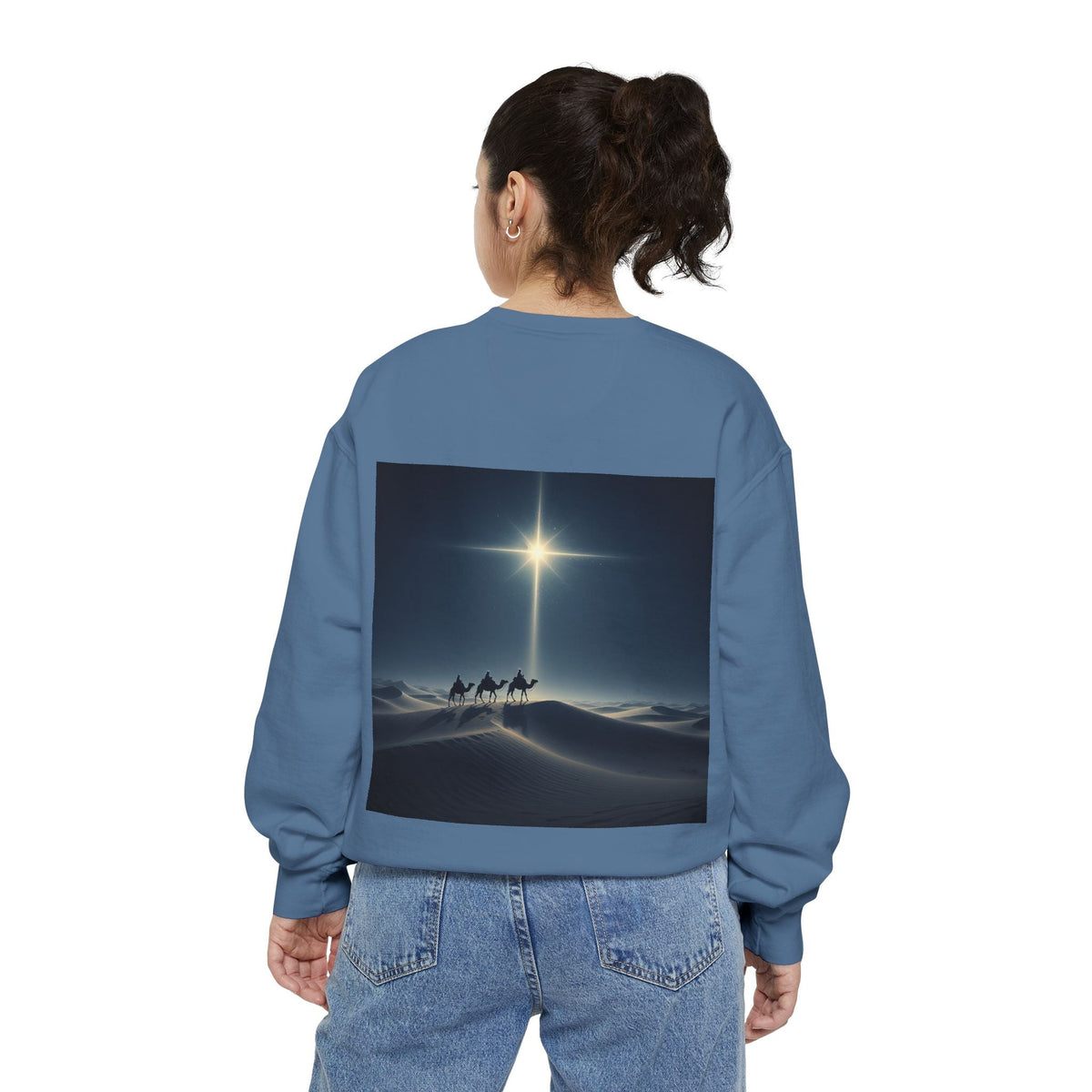 3 Wise Men Sweatshirt – Magi Camels Nativity Journey Christian Christmas Sweatshirt for Epiphany Faith & Holy Night Printify