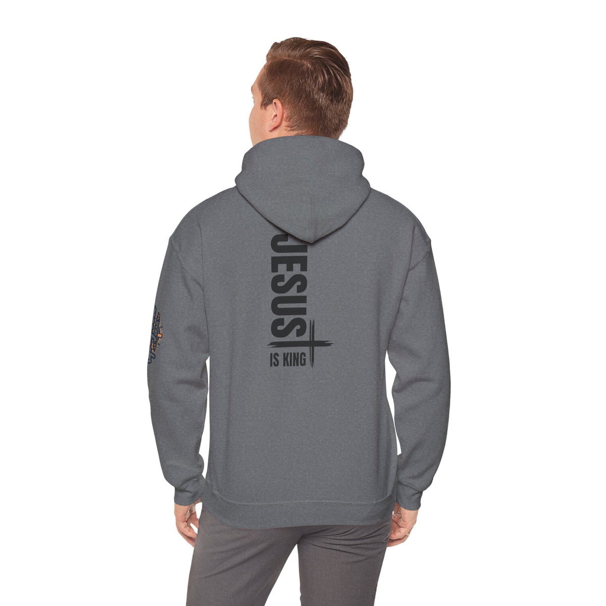 Jesus Is King Hoodie | Modern Typographic Cross Christian Hoodie Printify