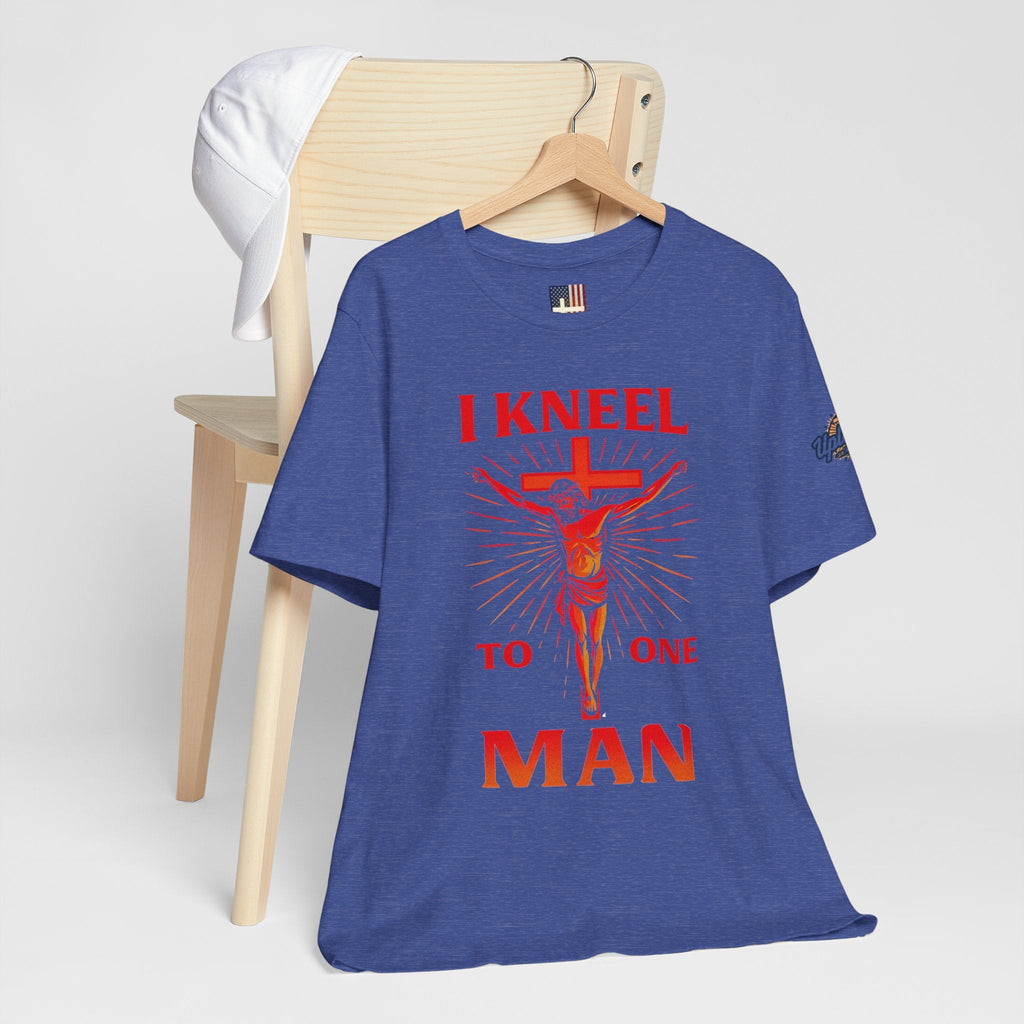 I Kneel to One Man T-shirt – Crucifixion Christian T-shirt for Unashamed Devotion & Bold Faith Printify