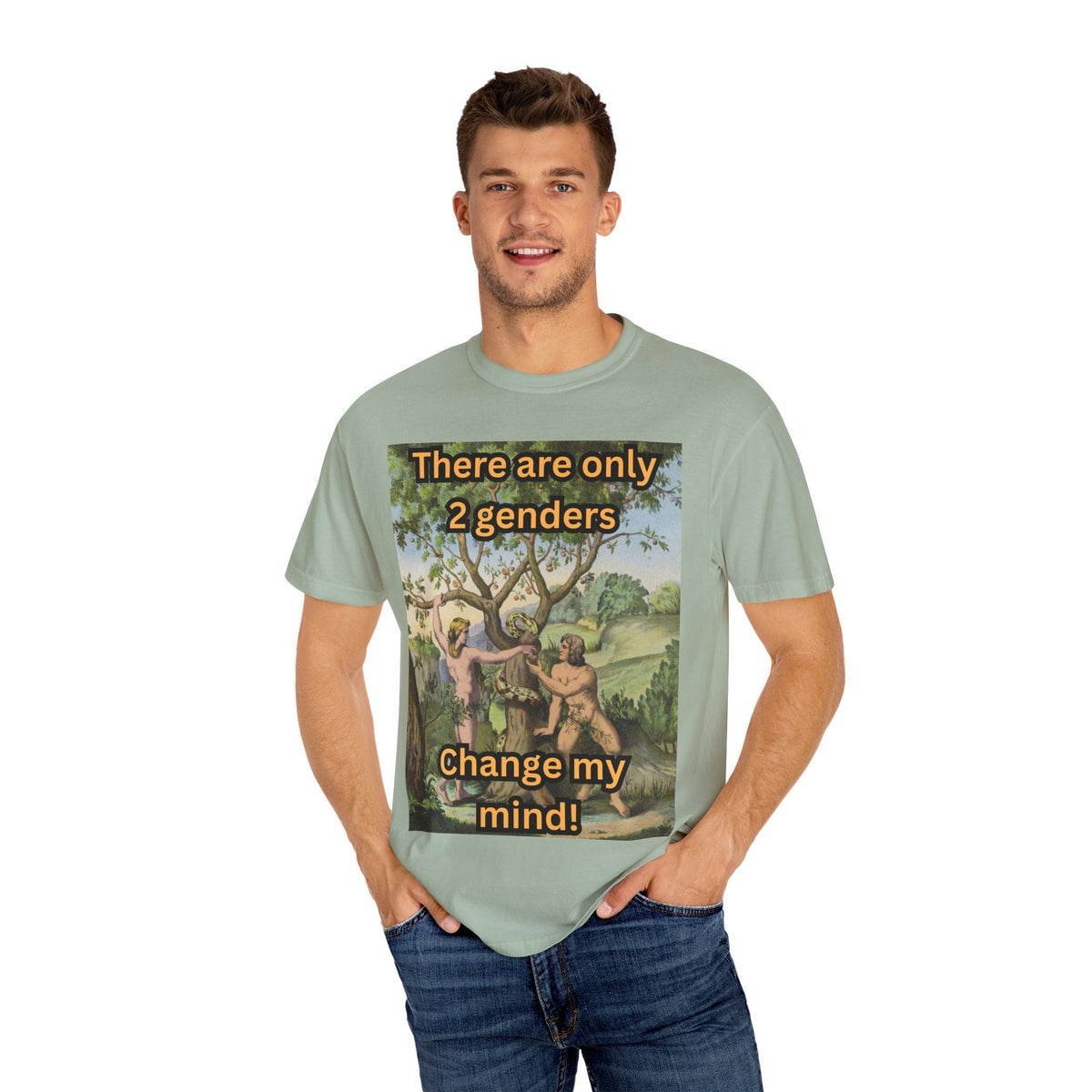 There Are Only 2 Genders T-Shirt – Adam & Eve Cross Christian Tee for Bold Faith Printify