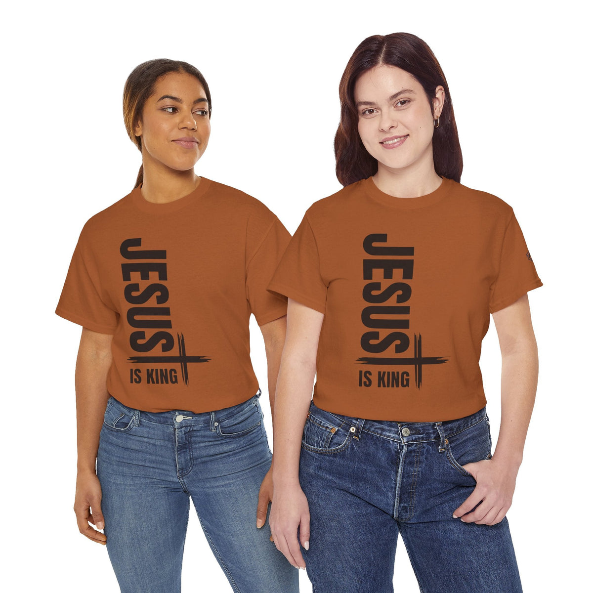 Jesus Is King T-shirt | Modern Typographic Cross Christian T-shirt Printify