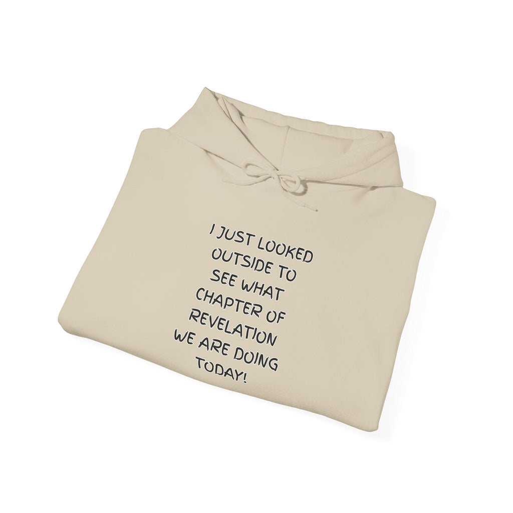 What Chapter of Revelation Hoodie – I Looked Outside My Window Christian Sweatshirt for End Times Humor & Faith Printify