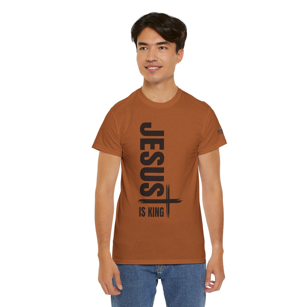 Jesus Is King T-shirt | Modern Typographic Cross Christian T-shirt Printify