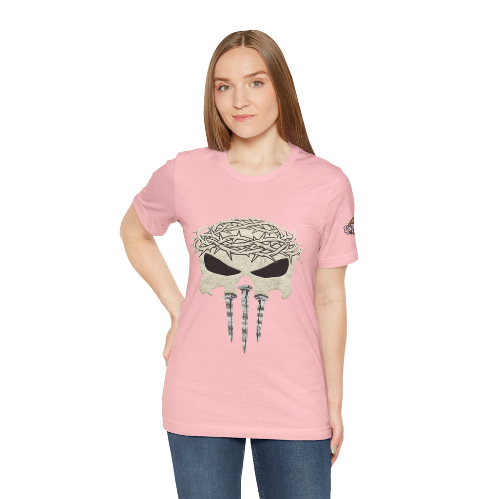 Christian Skull T-shirt - Crown of Thorns & Nails - Warrior Faith T-shirt Printify