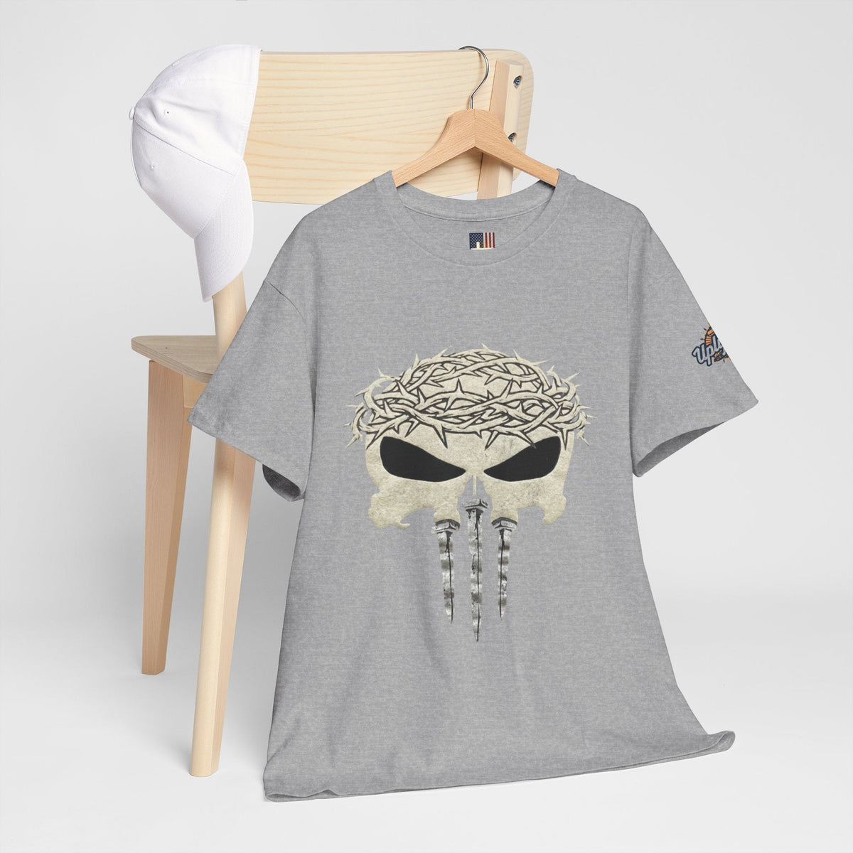 Christian Skull T-shirt - Crown of Thorns & Nails - Warrior Faith T-shirt Printify