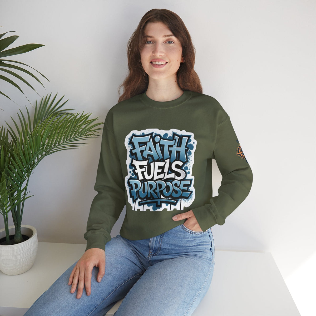 Faith Fuels Purpose Sweatshirt – Inspirational Christian Sweatshirt for Divine Drive & Unstoppable Belief Printify