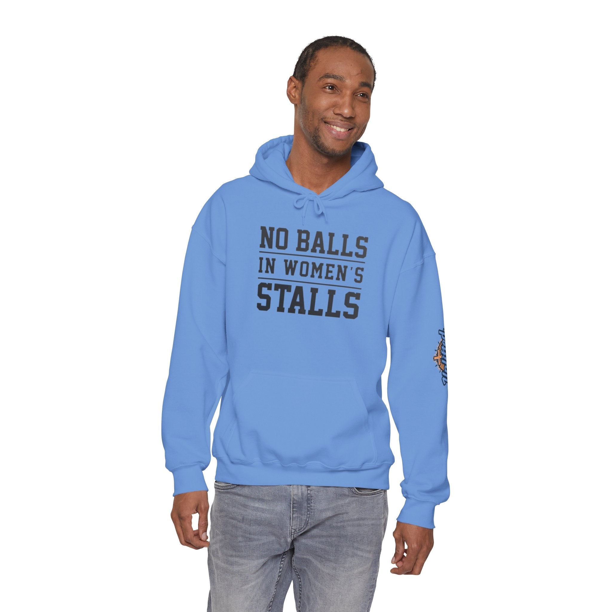 "No Balls in Women's Stalls" Statement Hoodie — Protest Sweatshirt Printify