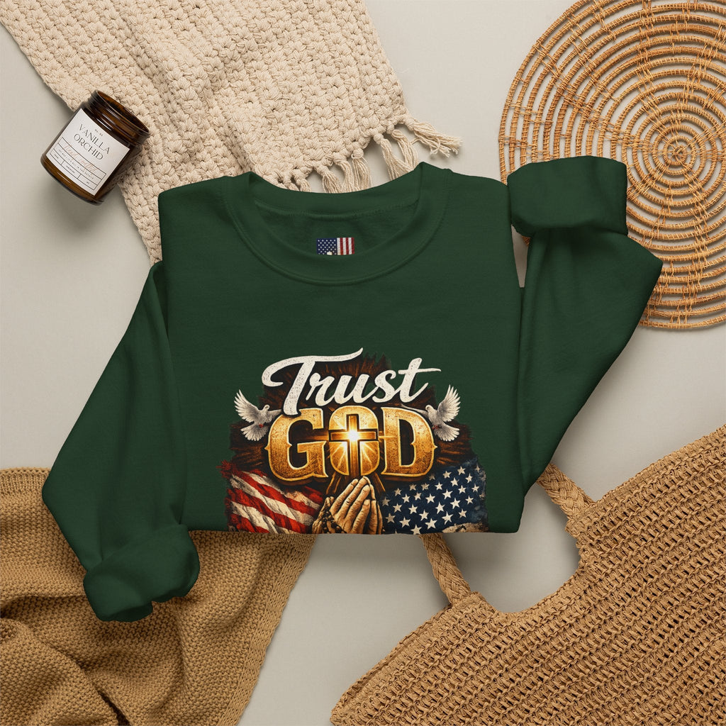 Trust God Not Government Sweatshirt — Vintage Patriotic Christian Sweatshirt Printify