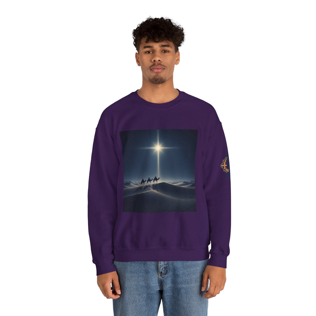 3 Wise Men Sweatshirt – Magi Camels Nativity Journey Christian Christmas Sweatshirt for Epiphany Faith & Holy Night Printify