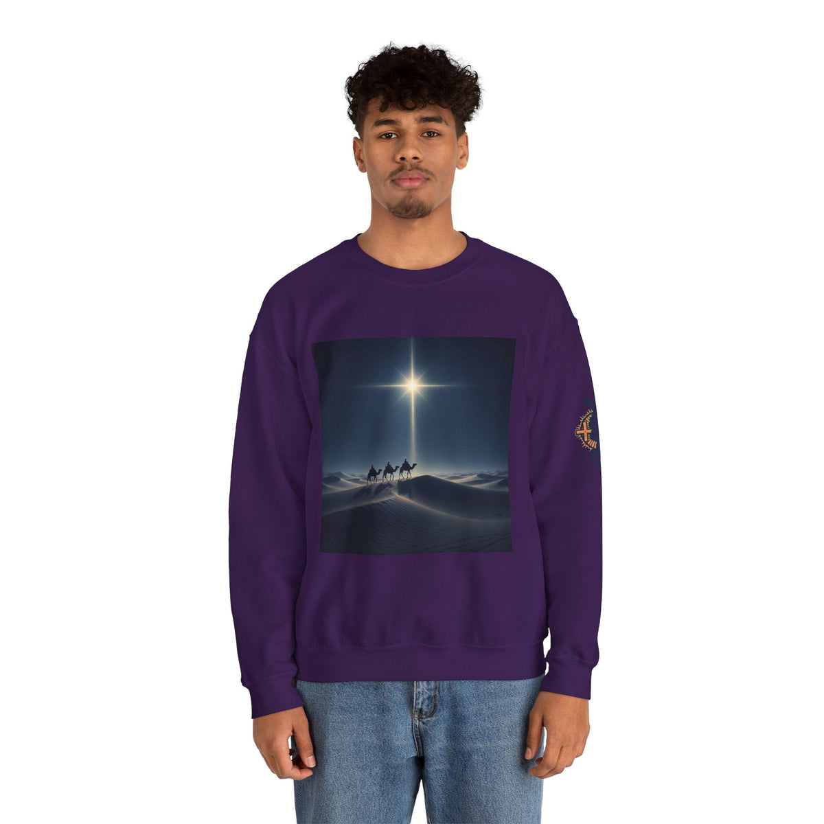 3 Wise Men Sweatshirt – Magi Camels Nativity Journey Christian Christmas Sweatshirt for Epiphany Faith & Holy Night Printify