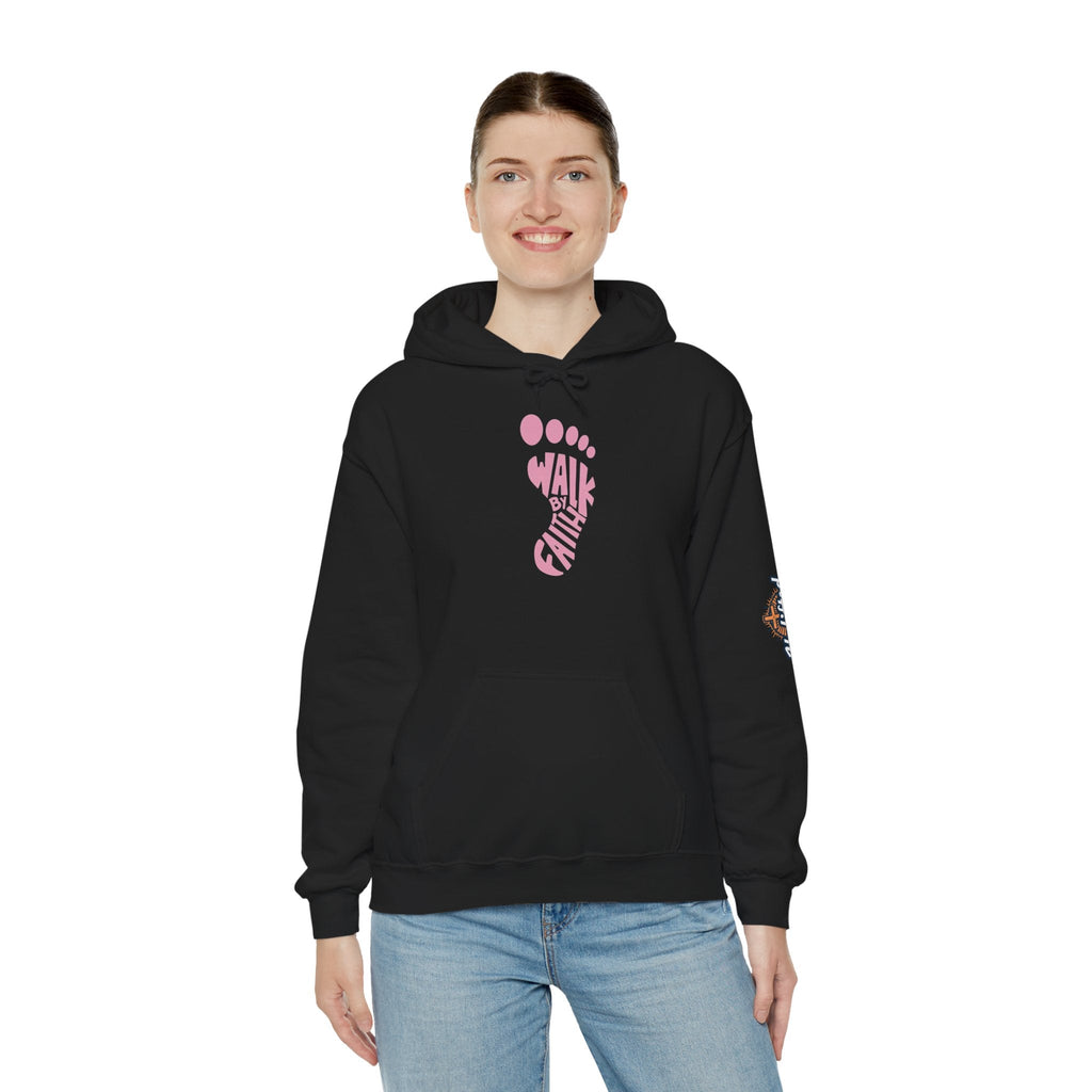 Walk By Faith Footprint Hoodie Printify