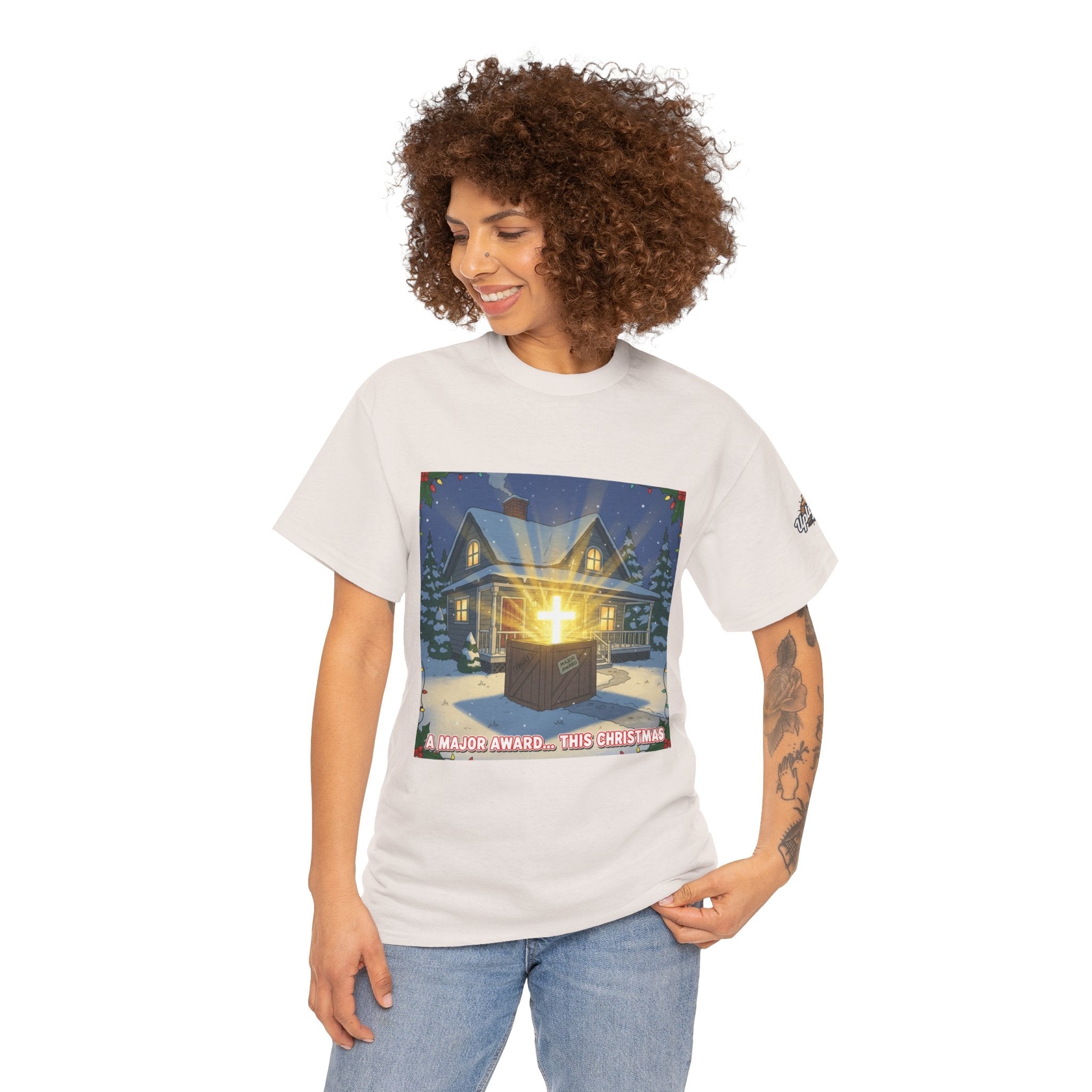 A Major Award This Christmas T-shirt – Fragile Leg Lamp Parody Cross Unboxing Christian T-shirt for Hilarious Faith & Holiday Glow Printify
