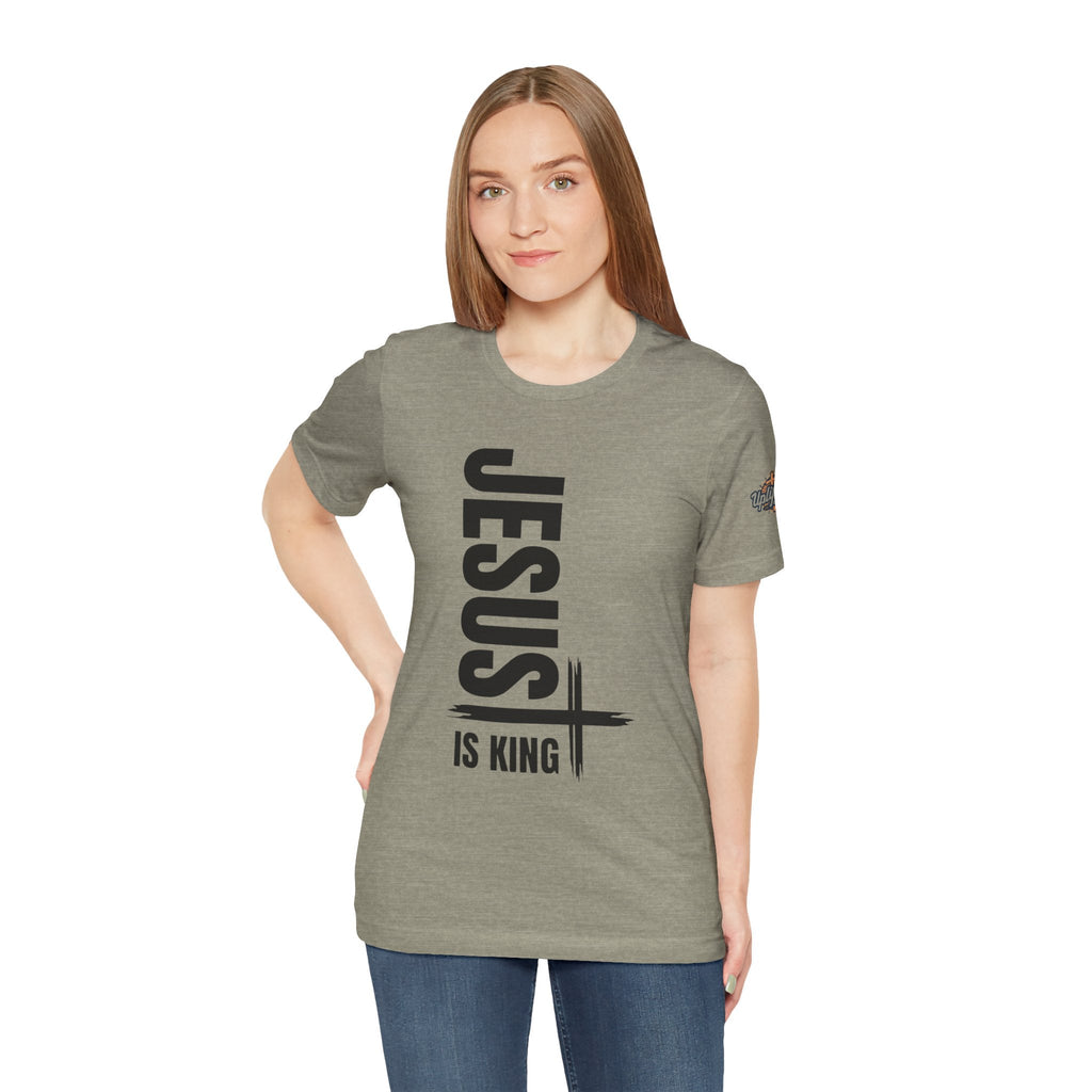 Jesus Is King T-shirt | Modern Typographic Cross Christian T-shirt Printify