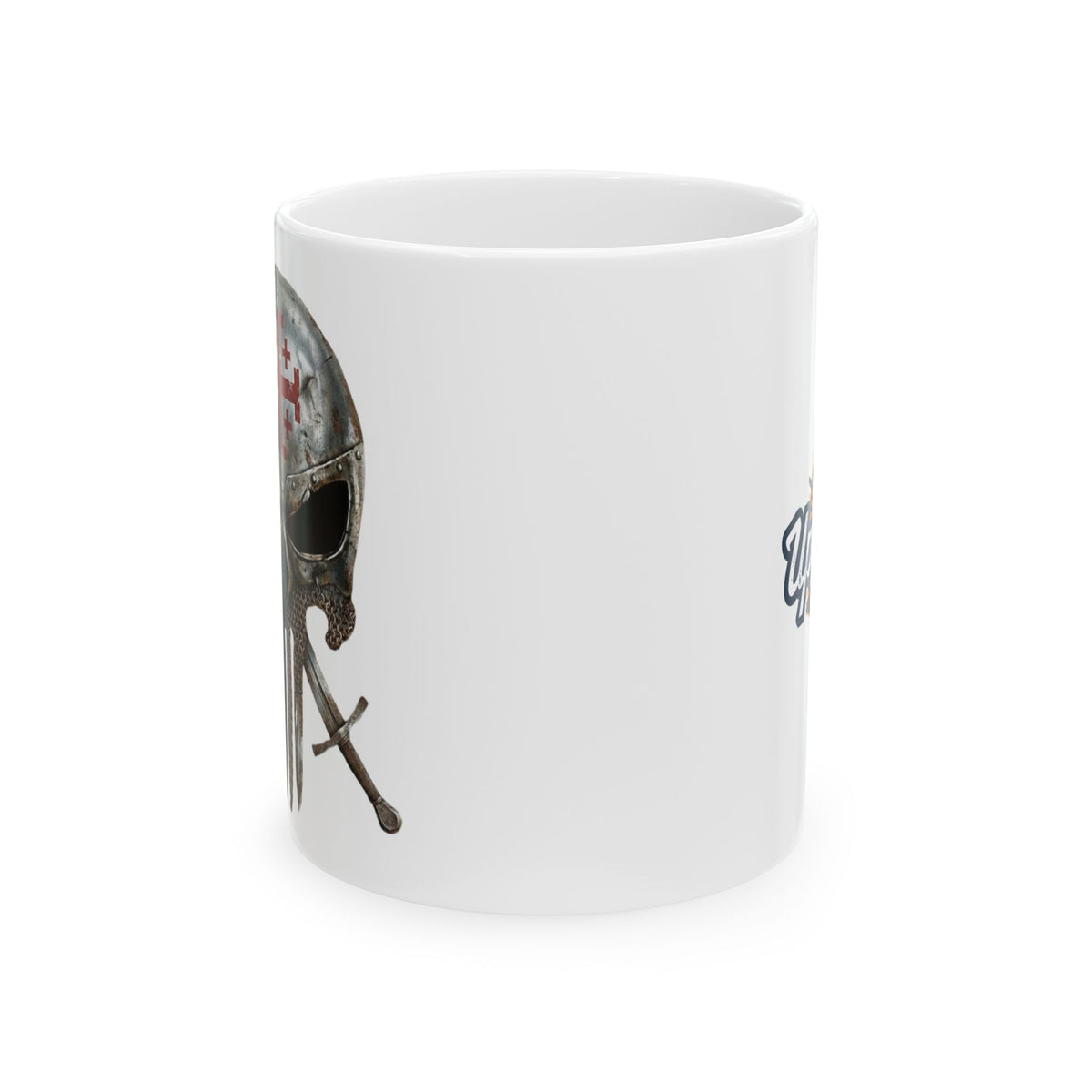 Crusader Knight Coffee Mug — 'Armor of God' Christian Skull 11/15oz Accent Mug Printify