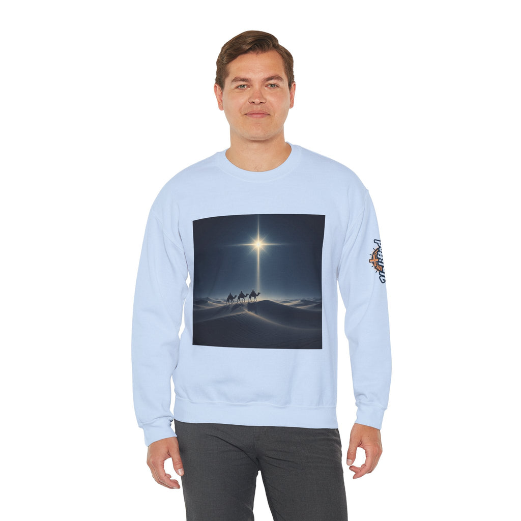3 Wise Men Sweatshirt – Magi Camels Nativity Journey Christian Christmas Sweatshirt for Epiphany Faith & Holy Night Printify
