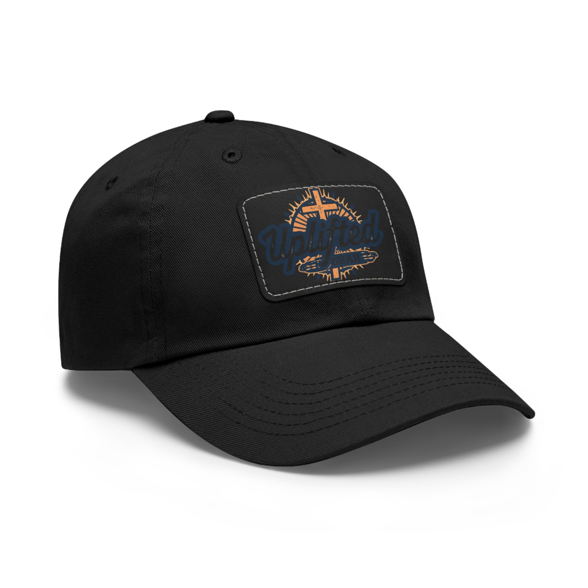 Uplifted Gear Leather Patch Dad Hat — Vintage Aviation Logo Cap Printify