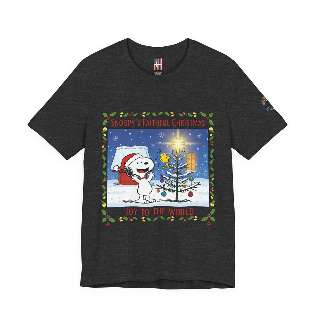 🎄 Faithful Christmas Friends – Christian Holiday T-Shirt | Festive Tree & Cartoon Duo | Heartwarming Christmas Tee by Uplifted Gear Printify
