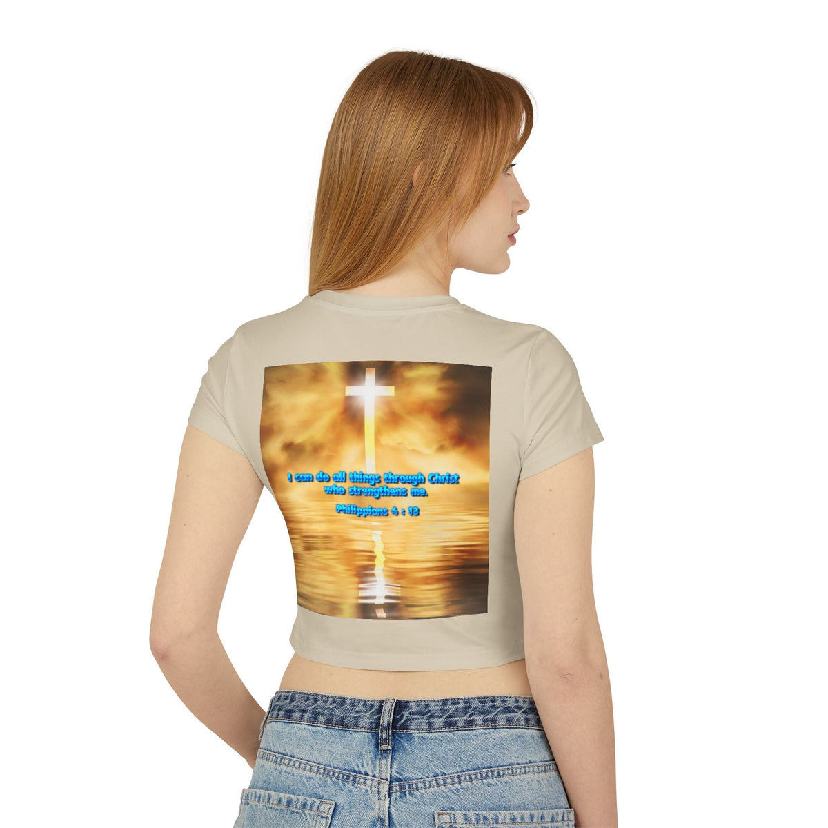 Women's Baby Tee - Phillipians 4:13 Bible Verse Religious Design Printify