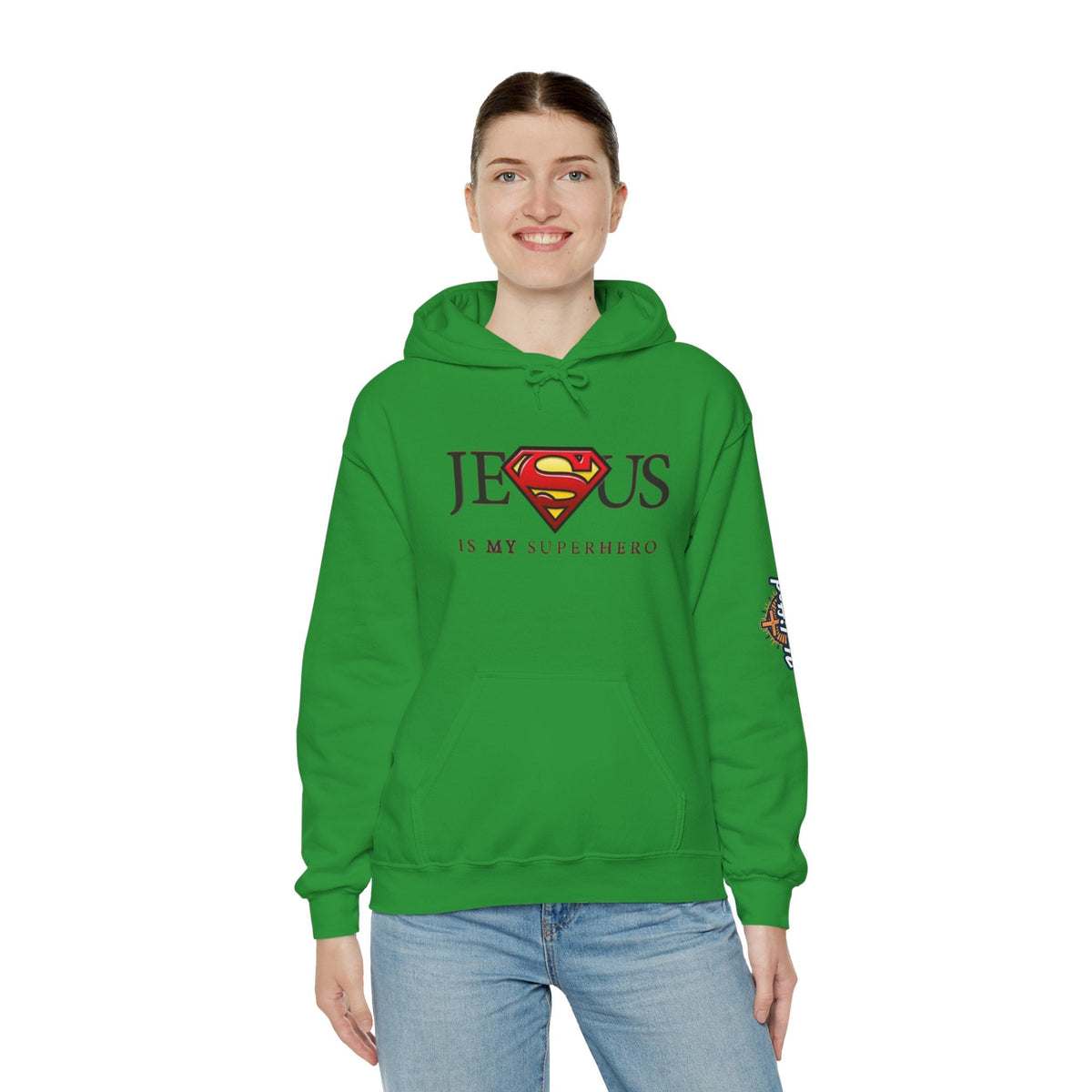 Jesus Is My Superhero Hoodie — Christian Faith Graphic Pullover Printify