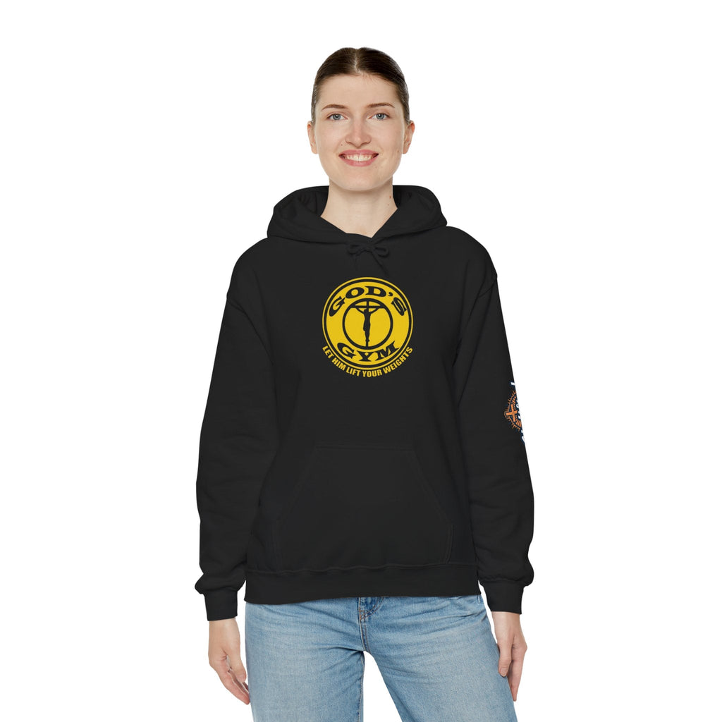 God's Gym Hoodie — "Let Him Lift Your Weights" Christian Fitness Hoodie Printify