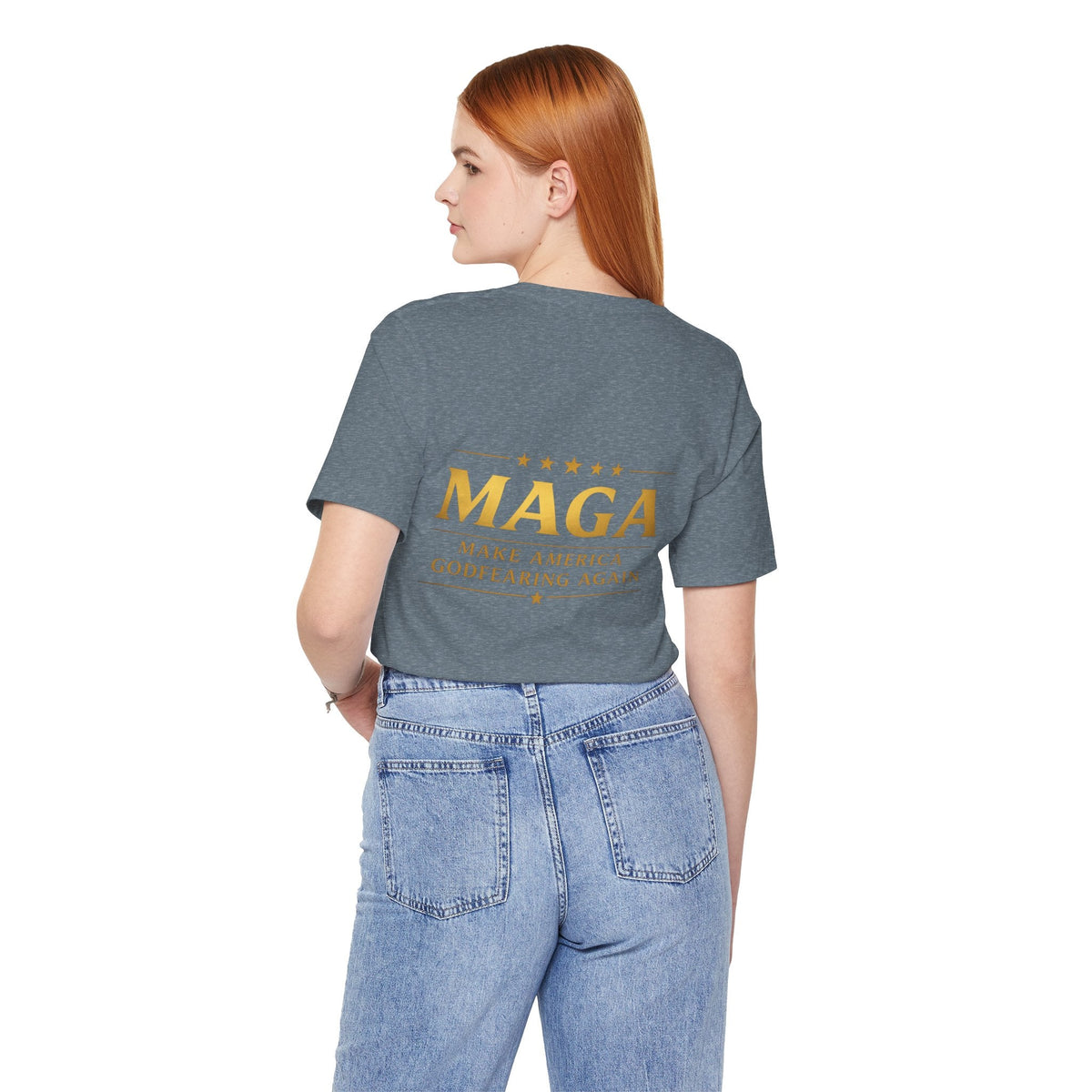MAGA Gold Letter T-Shirt — "Make America Great Again" Printify