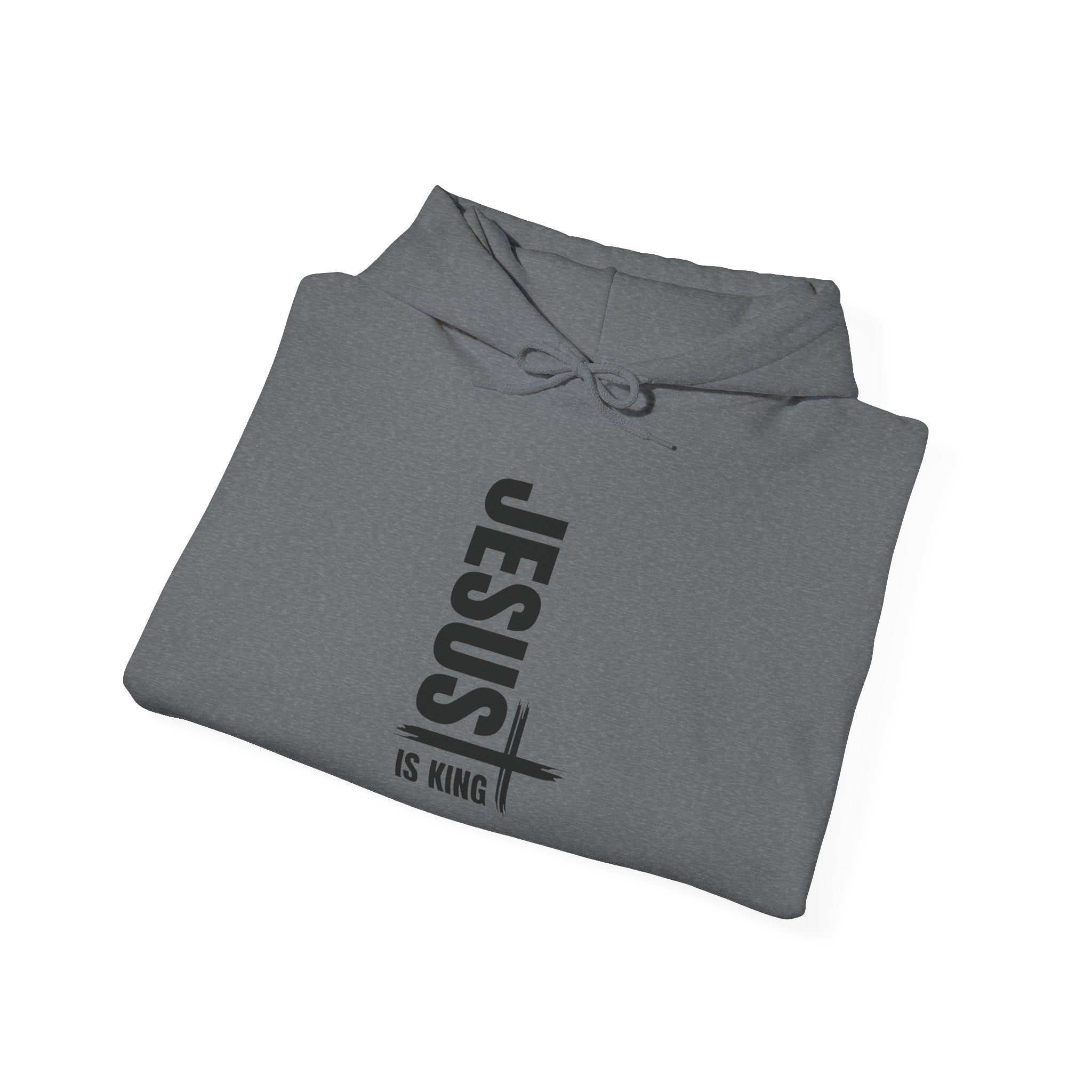 Jesus Is King Hoodie | Modern Typographic Cross Christian Hoodie Printify