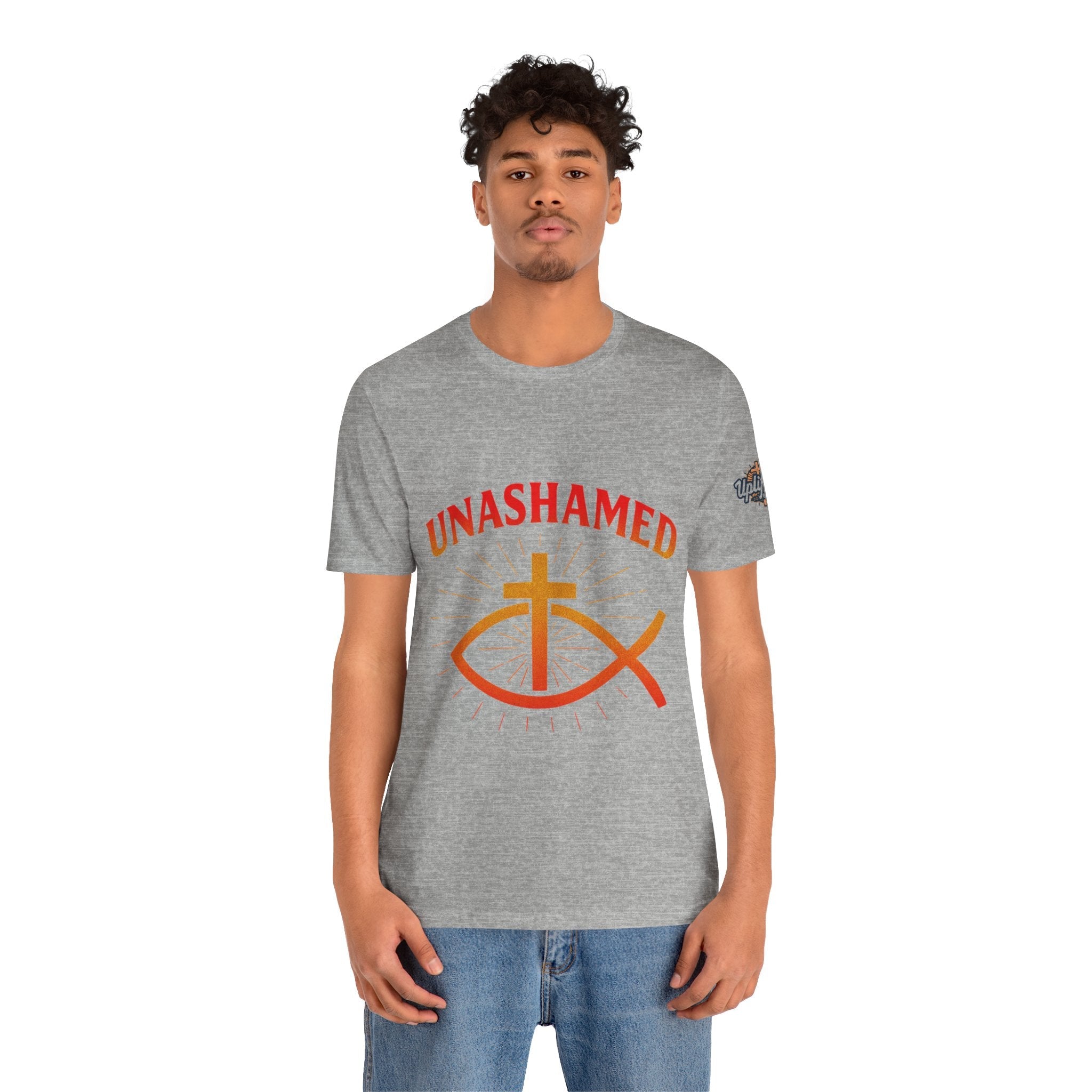 Unashamed T-shirt – Ichthys Jesus Fish & Cross Christian T-shirt for Romans 1:16 Bold Faith Printify