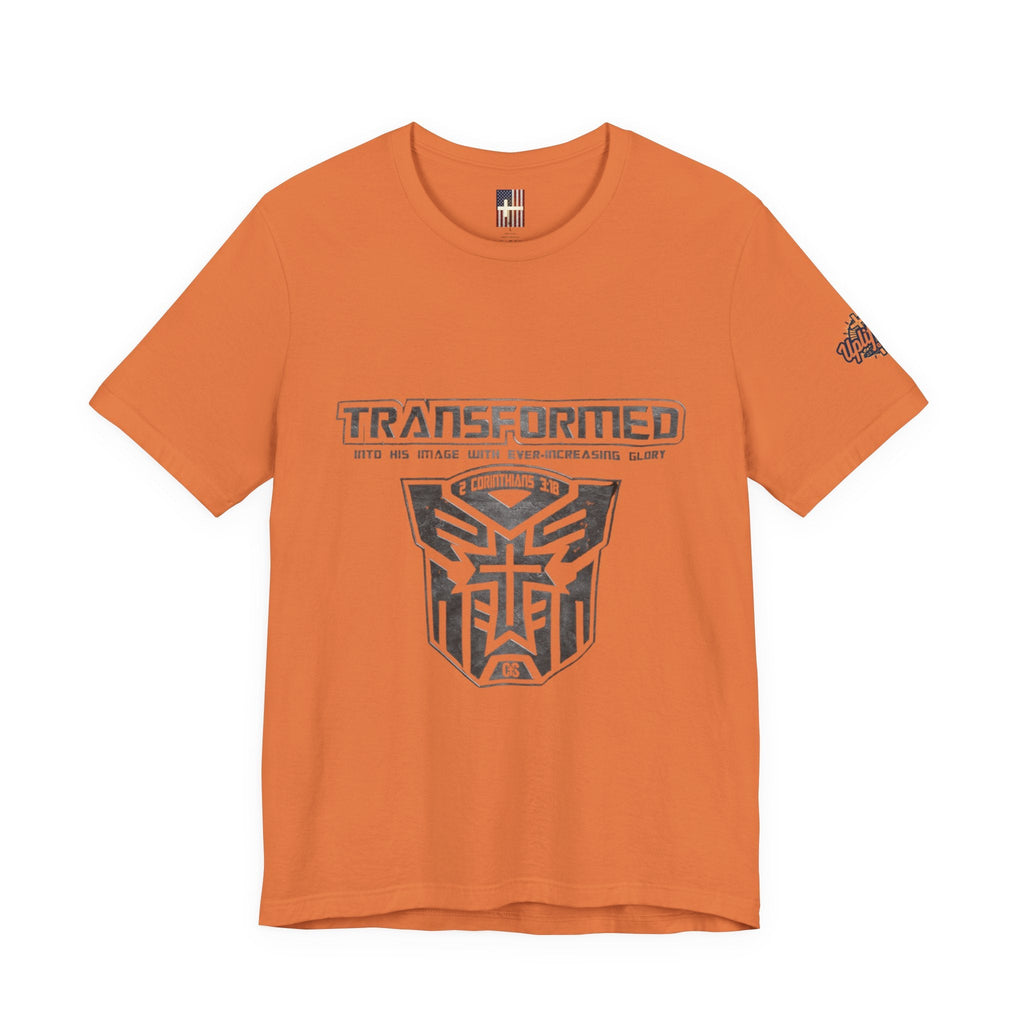 Transformer Logo Christian T-shirt | 2 Corinthians 3:18 Bible Verse T-shirt Printify