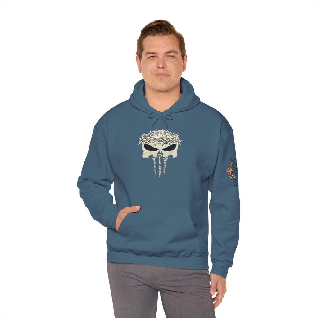 Christian Skull Hoodie - Crown of Thorns & Nails - Warrior Faith Hoodie Printify