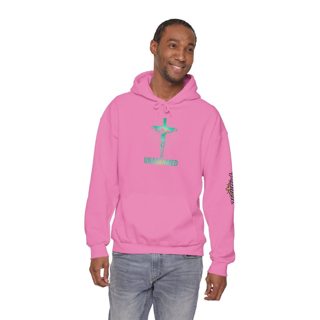 Unashamed Hoodie – Romans 1:16 Crucifixion Christian Hoodie for Bold Unwavering Faith Printify