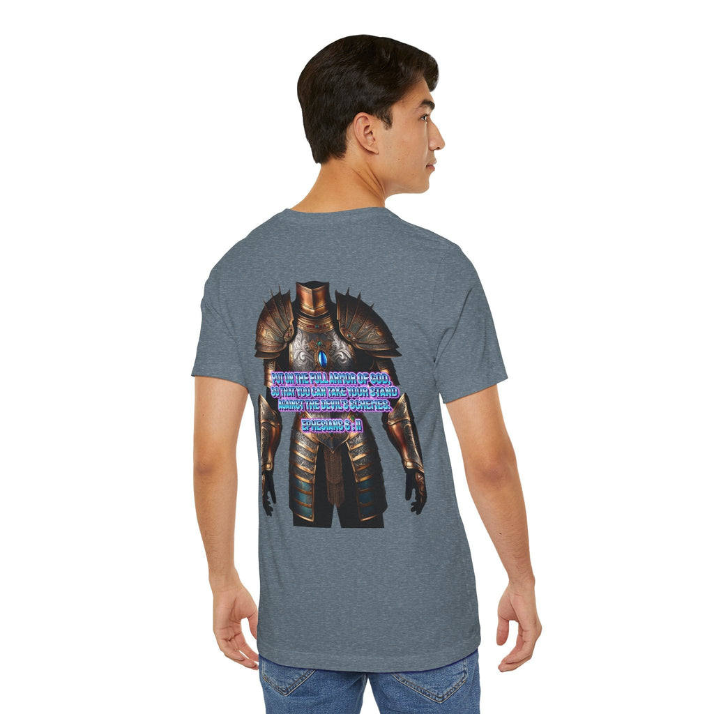 Religious Graphic Tee with Armor Of God Design Unisex Jersey Short Sleeve Tee Printify