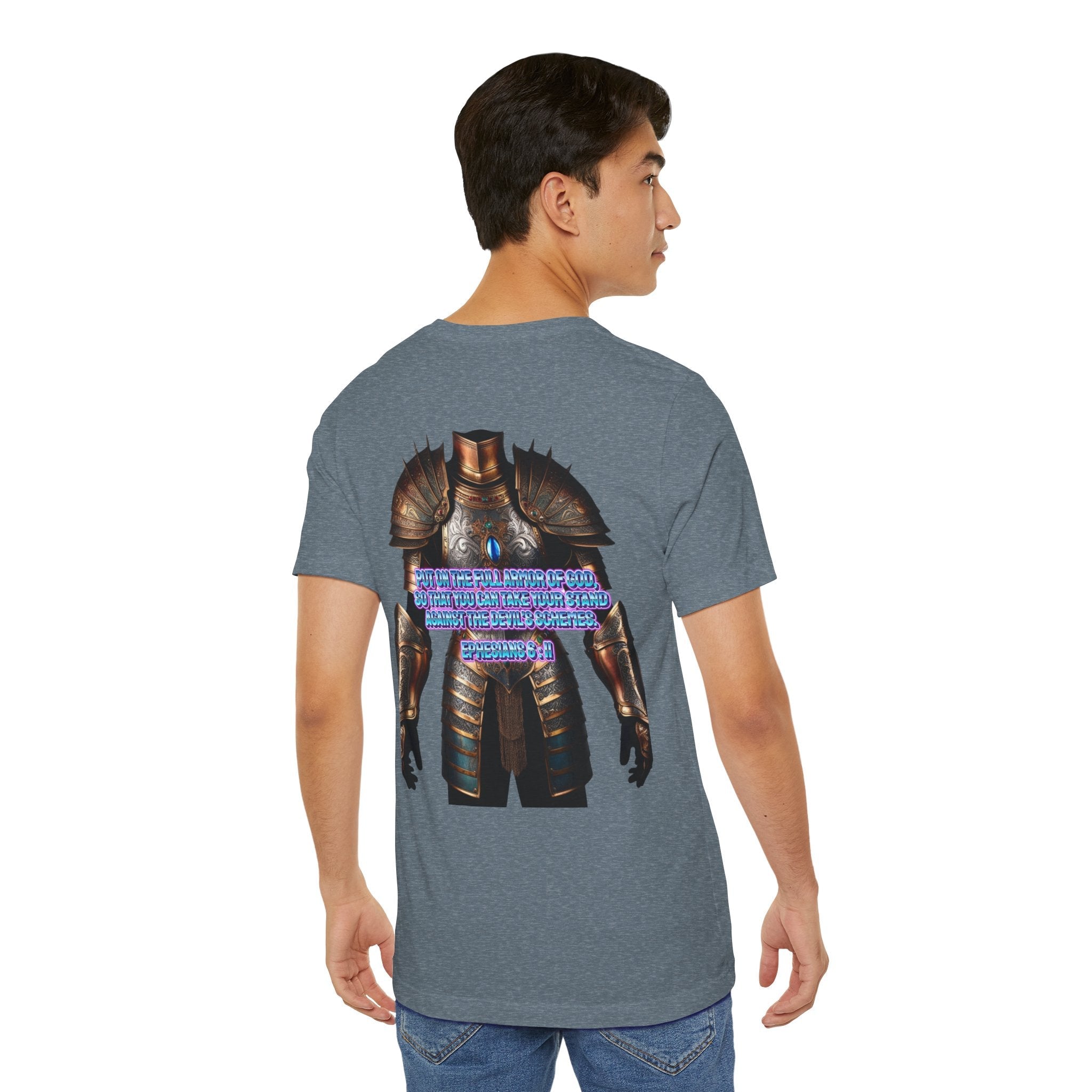 Religious Graphic Tee with Armor Of God Design Unisex Jersey Short Sleeve Tee Printify