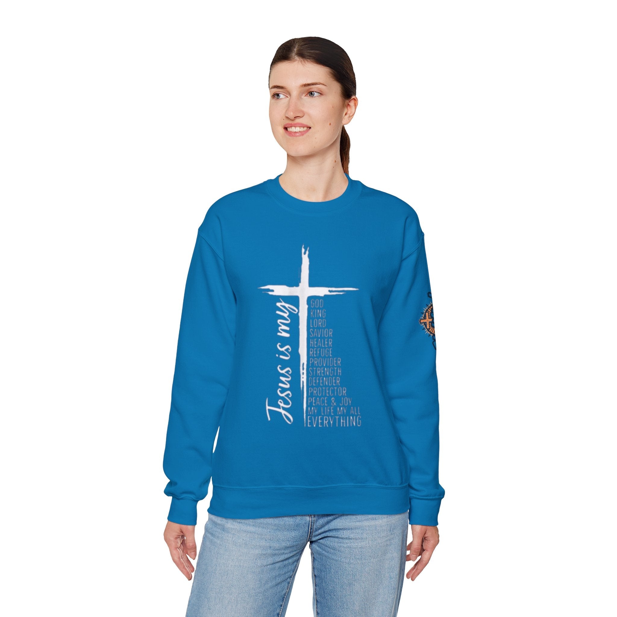 Jesus Is My Everything Sweatshirt – Cross List God King Lord Savior Christian Sweatshirt for Total Surrender Faith Printify