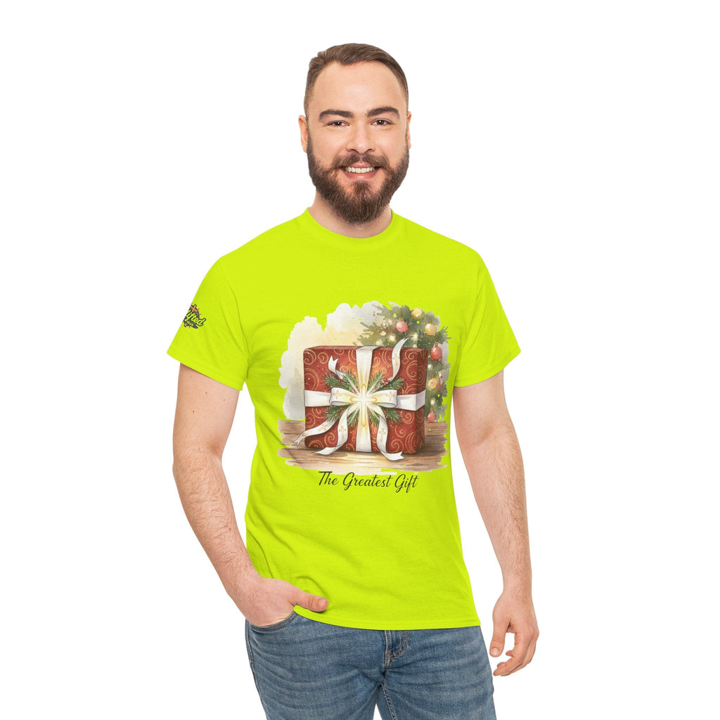 The Greatest Gift T-shirt – Cross Bow Present Christian T-shirt for Christmas Salvation & Eternal Faith Printify