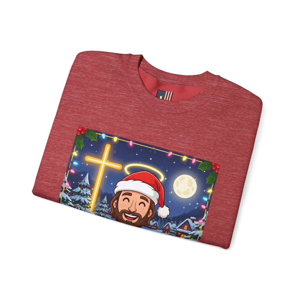 🎄 Make Christmas Great Again – Funny Christian Sweatshirt | Jesus Holding Banner | Faith-Based Holiday Parody Tee | Uplifted Gear Printify