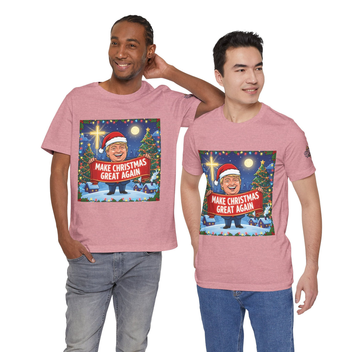 🎄 Make Christmas Great Again – Patriotic Christian Christmas T-Shirt | Bold Holiday Faith Tee | Red & White Banner Design | Uplifted Gear Printify