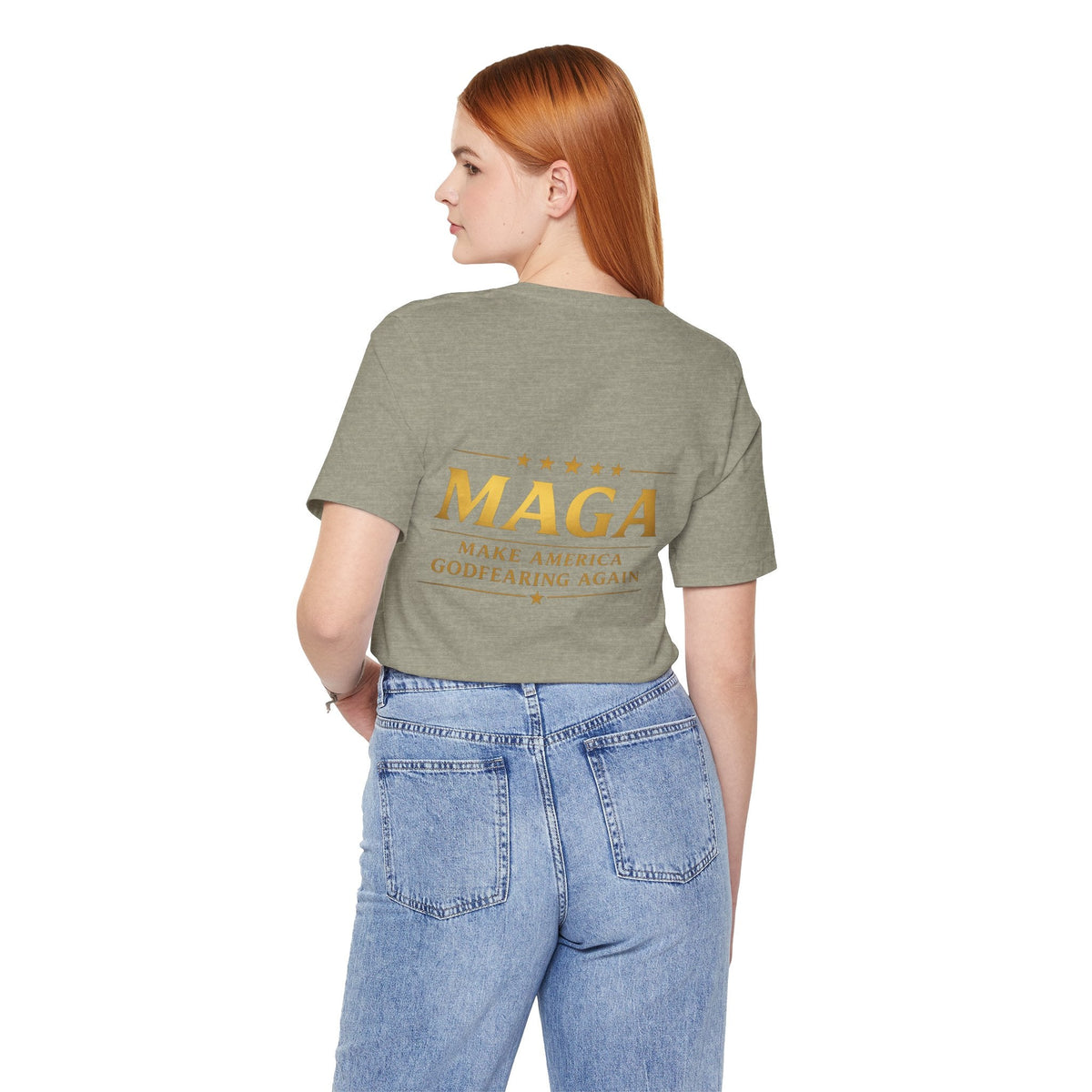 MAGA Gold Letter T-Shirt — "Make America Great Again" Printify