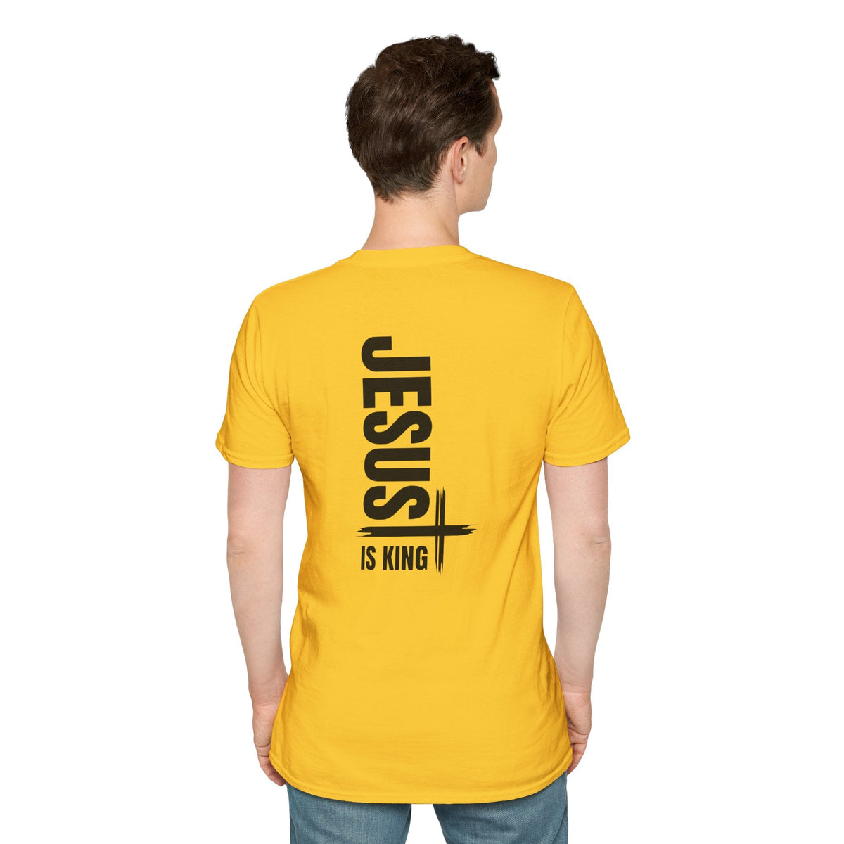 Jesus Is King T-shirt | Modern Typographic Cross Christian T-shirt Printify