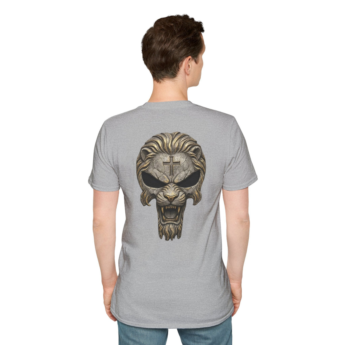 Lion of Judah Skull Christian T-shirt - Warrior Faith Cross T-shirt Printify