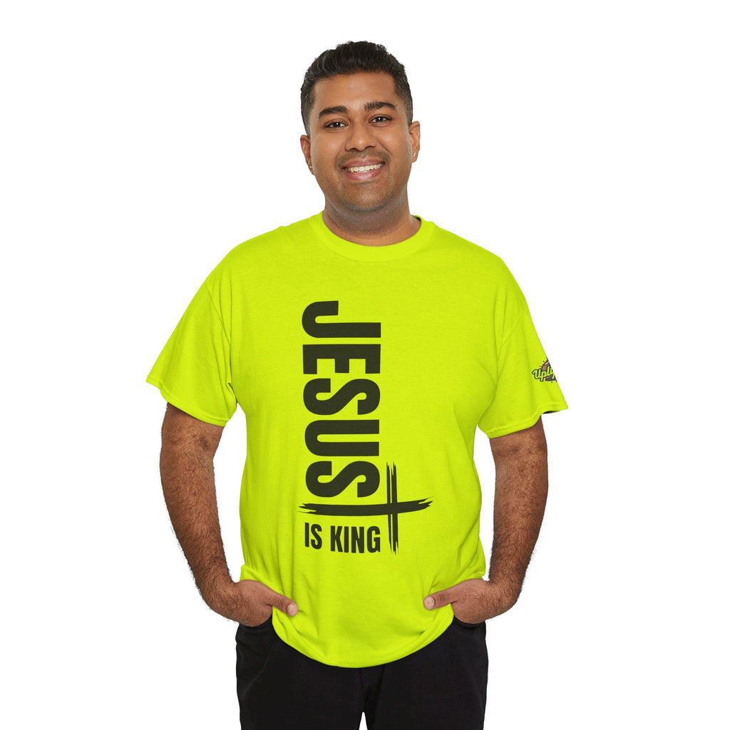 Jesus Is King T-shirt | Modern Typographic Cross Christian T-shirt Printify