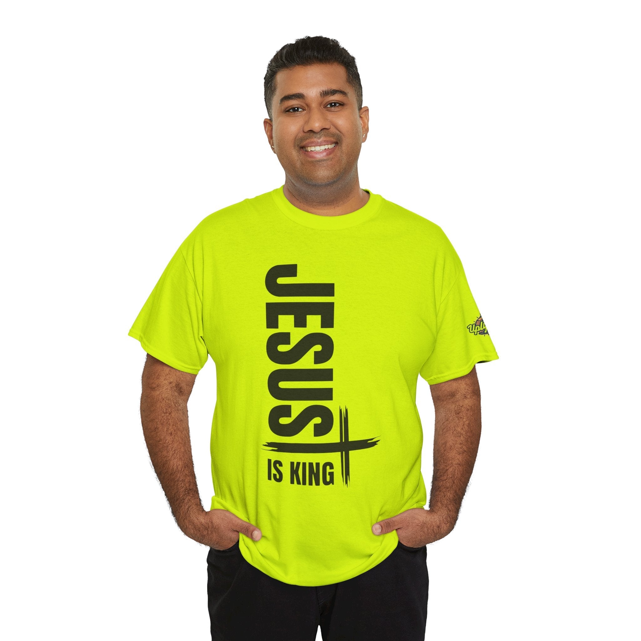 Jesus Is King T-shirt | Modern Typographic Cross Christian T-shirt Printify