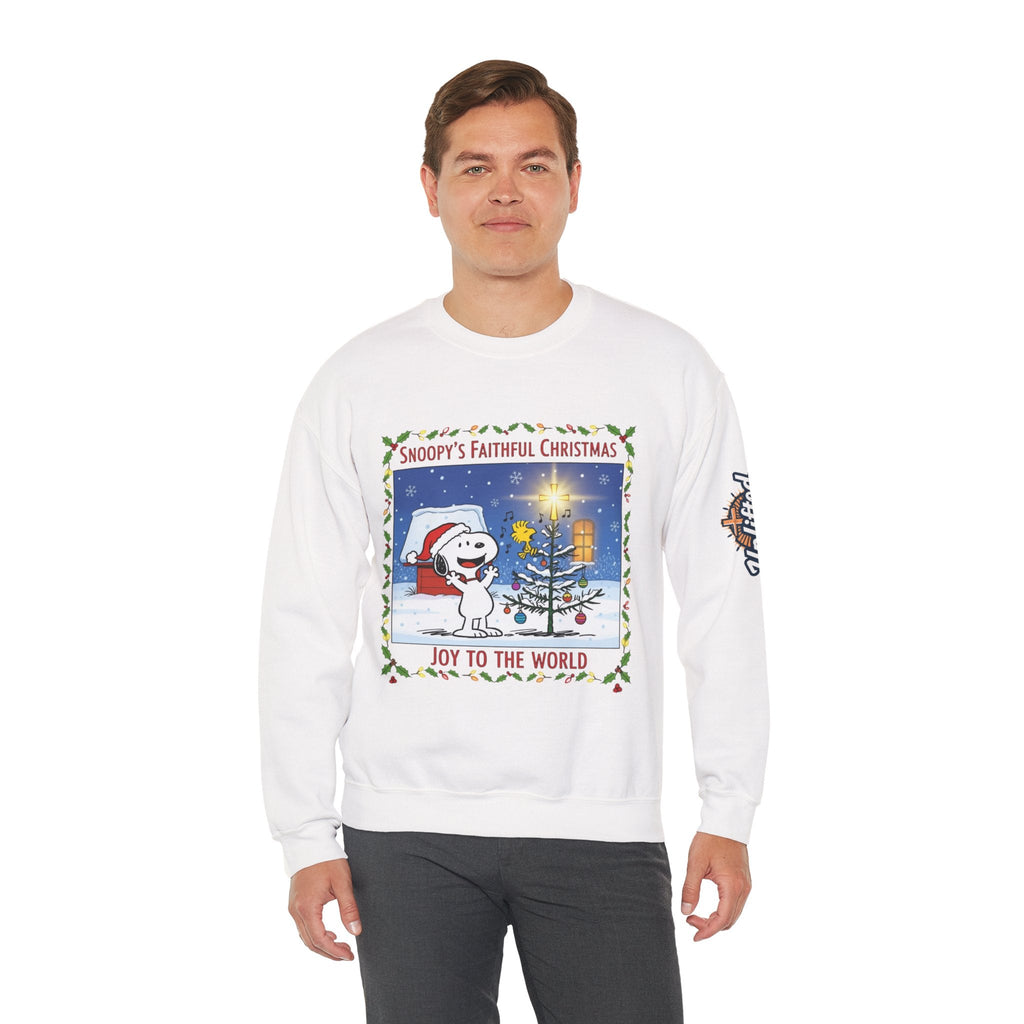 🎄 Faithful Christmas Friends – Christian Holiday Sweatshirt | Festive Tree & Cartoon Duo | Heartwarming Christmas Tee by Uplifted Gear Printify
