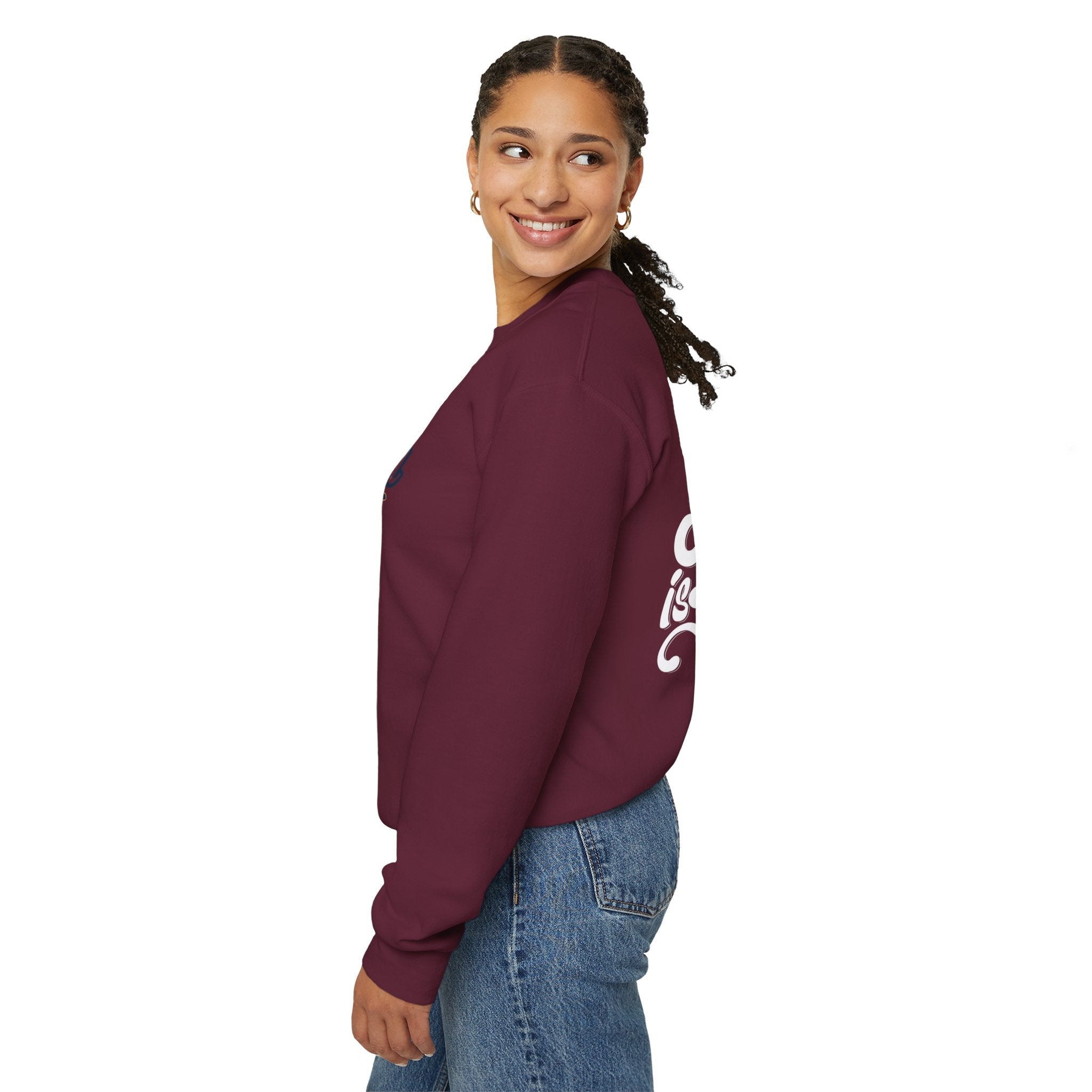 Jesus is King Sweatshirt – Bold Crown & Cross Christian Hoodie for Eternal Faith & Comfort Printify