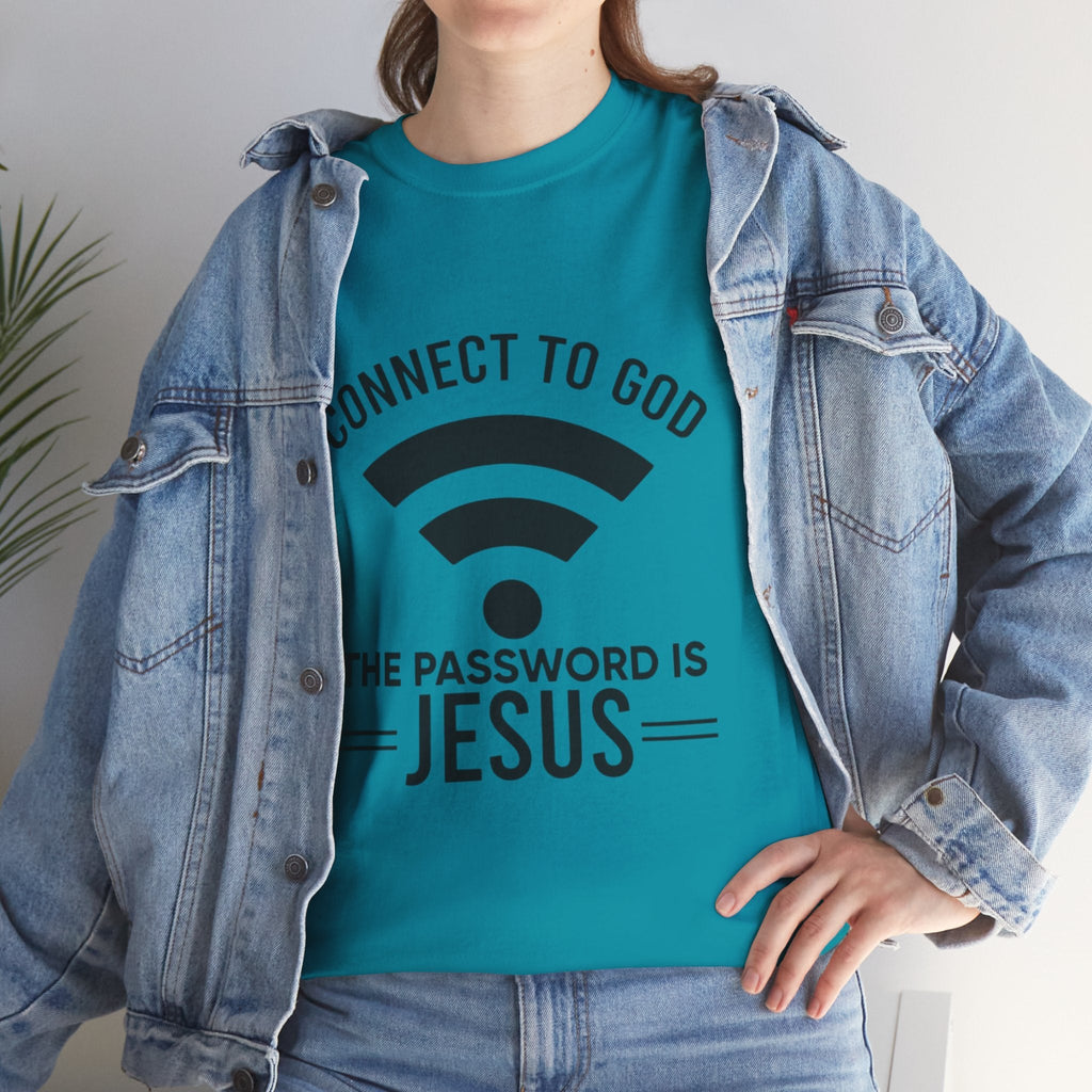 Connect to God T-shirt - WIFI Password is Jesus - Funny Christian Faith T-shirt Printify