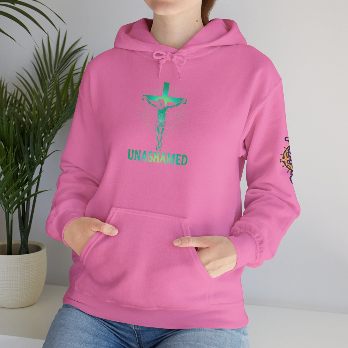 Unashamed Hoodie – Romans 1:16 Crucifixion Christian Hoodie for Bold Unwavering Faith Printify