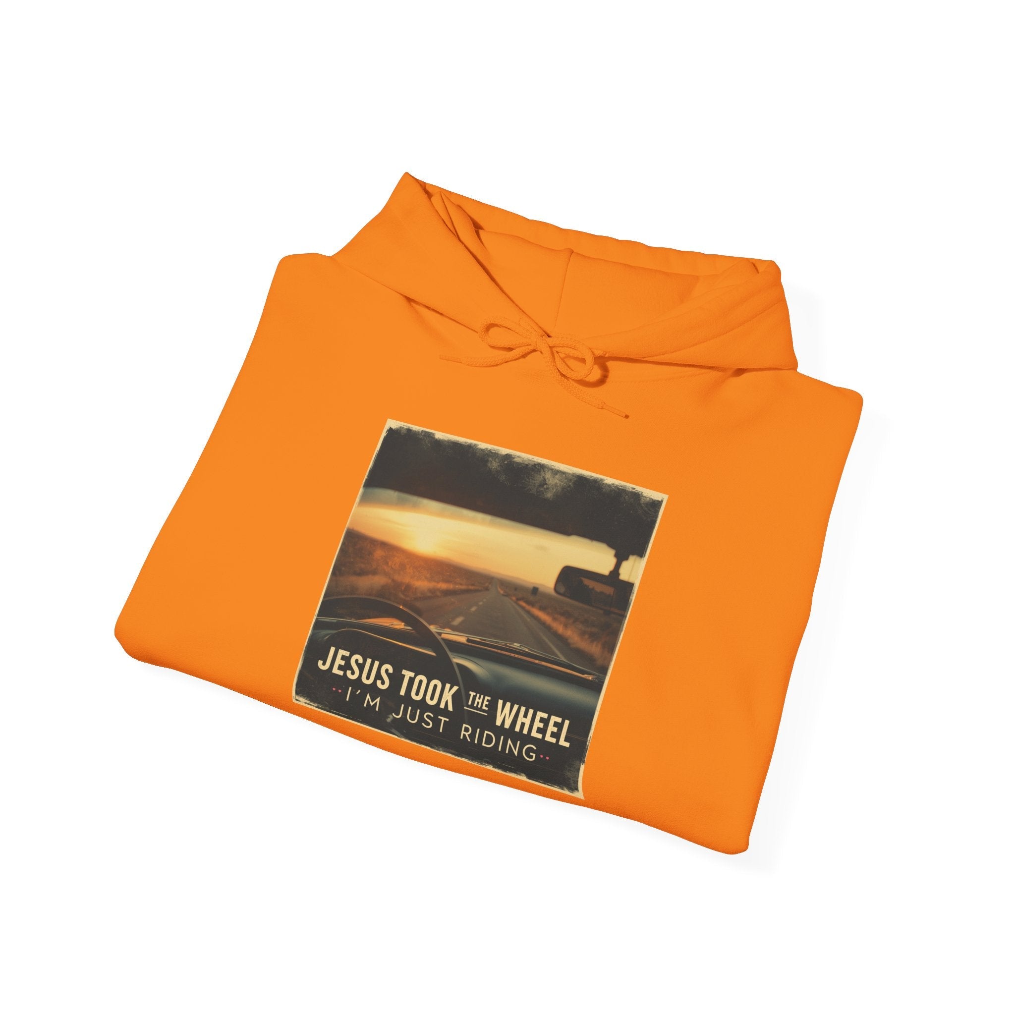 Jesus Took the Wheel I'm Just Riding Hoodie – Funny Christian Convertible Car Sweatshirt for Surrendered Faith & Humor Printify