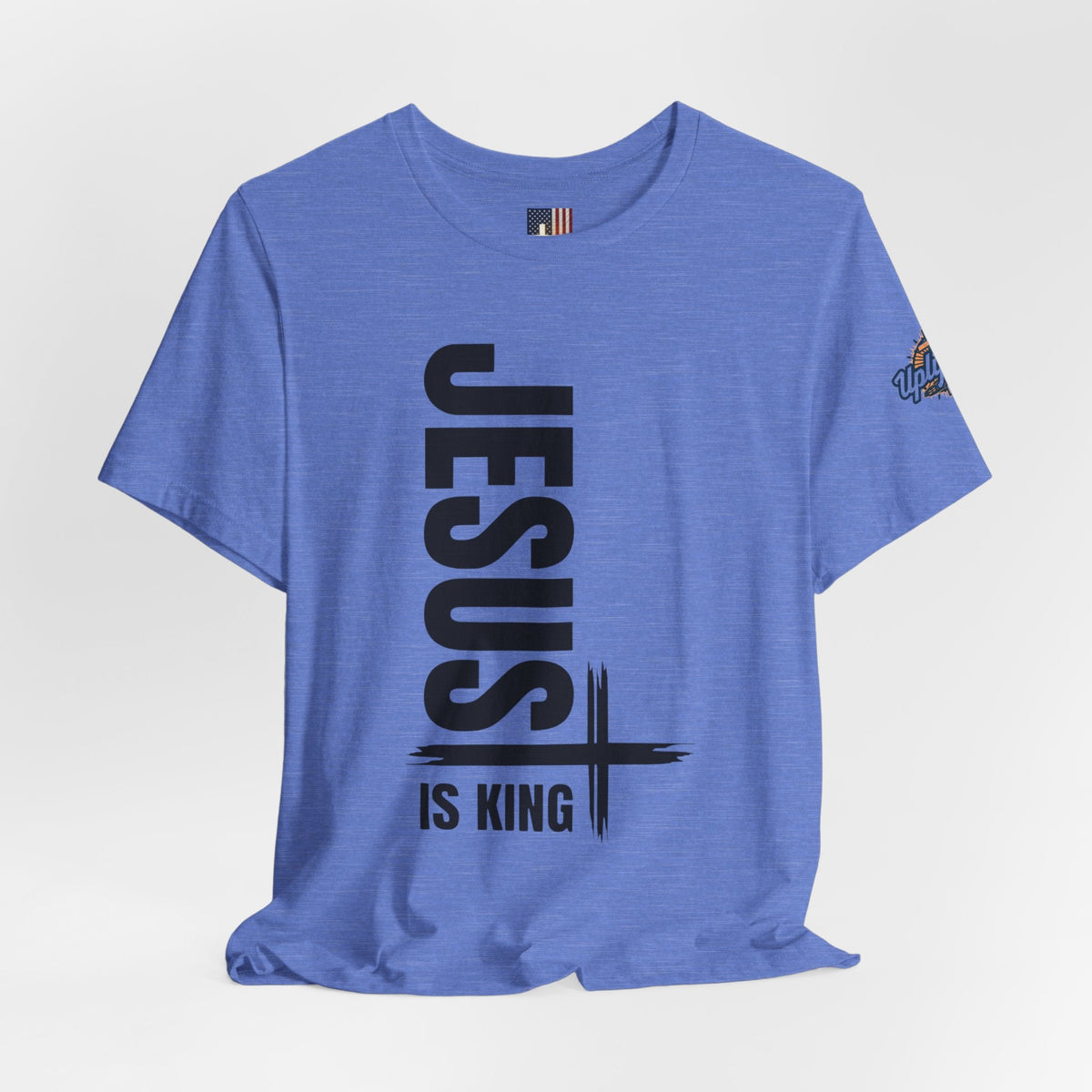 Jesus Is King T-shirt | Modern Typographic Cross Christian T-shirt Printify