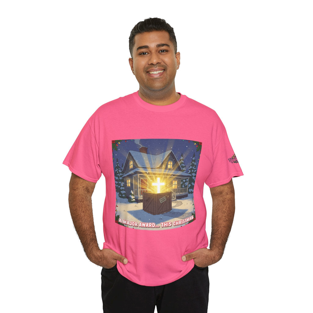 A Major Award This Christmas T-shirt – Fragile Leg Lamp Parody Cross Unboxing Christian T-shirt for Hilarious Faith & Holiday Glow Printify