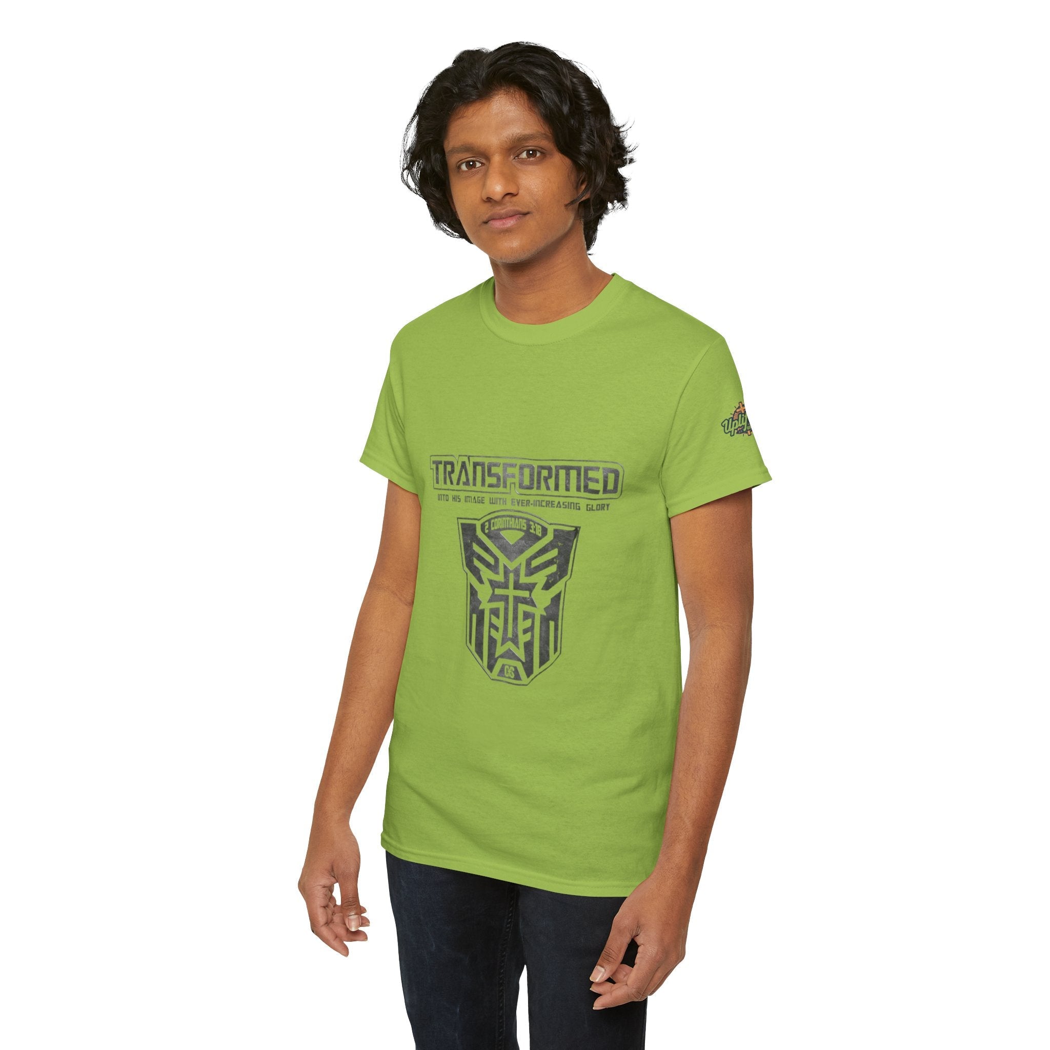 Transformer Logo Christian T-shirt | 2 Corinthians 3:18 Bible Verse T-shirt Printify