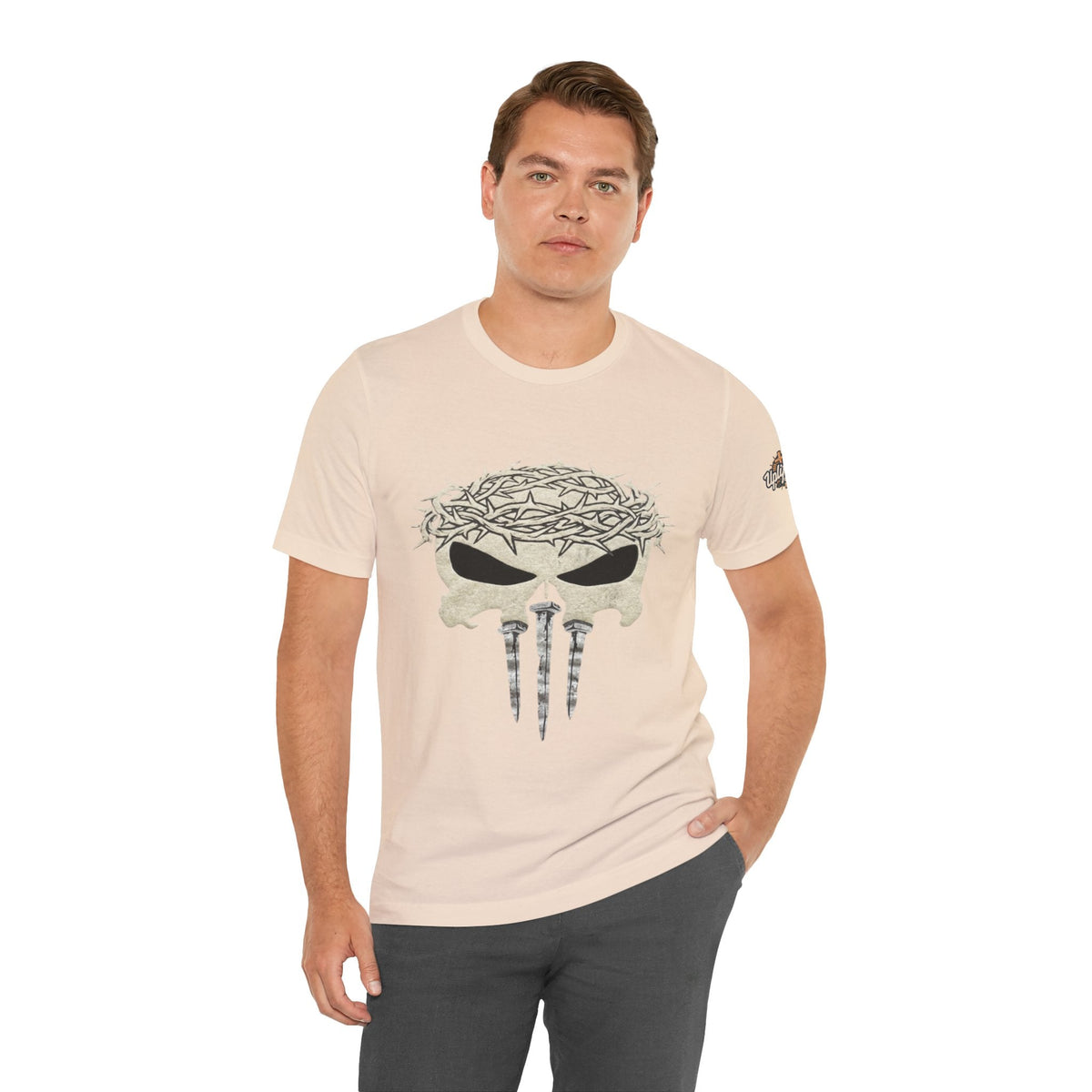 Christian Skull T-shirt - Crown of Thorns & Nails - Warrior Faith T-shirt Printify